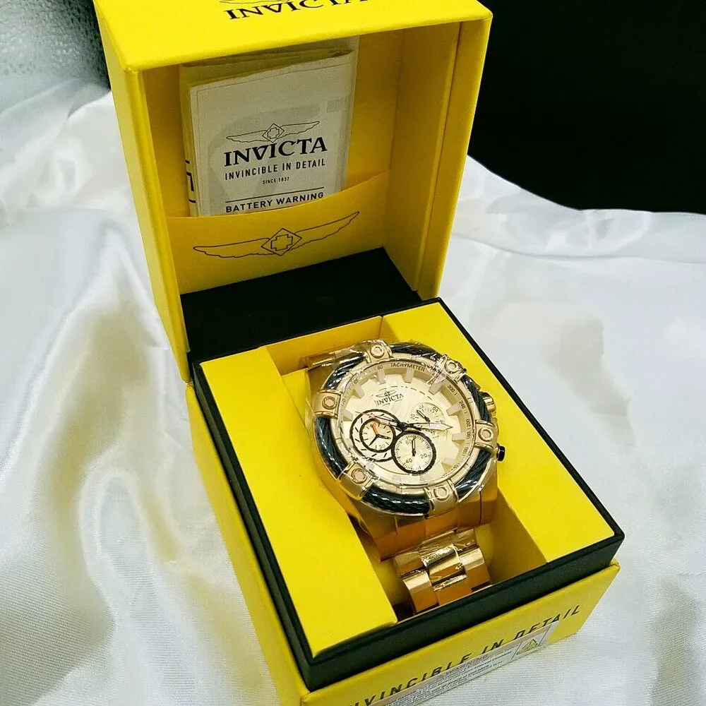Invicta Bolt 25515 Men’s 52 mm Gold Stainless Steel Watch – New Open Box Quartz